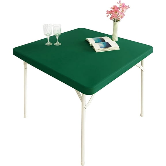 Cocktail Fitted Spandex Stretch Square Table Covers Caps Elastic Square Tablecloth Hunter Green Table Topper 34x34 Inch
