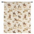 thumbnail image 2 of Western Cowboy Semi Sheer Curtains Drapes for Living Room, Bedroom, French Doors Window 63 Inches Long, Vintage Country Horse Plants Art Rod Pocket Chiffon Curtain Drapery Voile Draperies Panel, 2 of 6