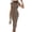 Coffee, variant on Womens Summer Maxi Dress Crewneck 1/4 Sleeve Bodycon Casual Sundress Striped Side Tie Knot Office Dress Multi-Color Available