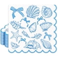 thumbnail image 1 of Servilletas de papel festoneadas FYSUIMU con forma de lazo oceánico, 50 unidades, conchas marinas, estrellas de mar, servilletas desechables para almuerzo, mesa, cena, fiesta, playa, 1 of 7