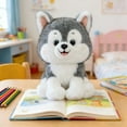 thumbnail image 2 of Rirozkan Dog Plush Toy, Realistic Sitting Siberian Husky Plush, Lifelike Stuffed Dog for Dog Lovers, Soft Cuddle Toy for Home Decor, Gifts and Relaxation, Gray, 2 of 7