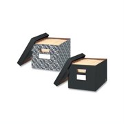 STOR/FILE Decorative Medium-Duty Storage Box Letter/Legal Files, 12.5 x 16.25 x 10.25, Black/Gray Pinstripe Design, 4/CT Stackable File Storage