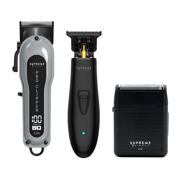 Supreme Trimmer 3-in-1 Barber Bundle | Pro Clipper Lite, DLC T-Shaper Trimmer, Solo Lite Foil Shaver | Professional Beard Trimmer/Clipper Kit | Value Bundle 2