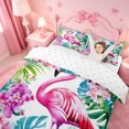 thumbnail image 3 of meiyoeat Tropical Flamingo Floral Bedding,Green Monstera Leaf Duvet Cover Full For Girl,Reversible,3 Pieces,1 Duvet Cover and 2 Pillowcases, 3 of 6