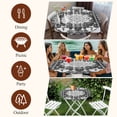 thumbnail image 7 of Black Grey Round Tablecloth, Fitted Table Cover with Elastic for 55"-60" Round Tables, Boho Vintage Print Distressed Brick Patterns Table Cloth Outdoor Indoor Dinning Party Waterproof Tablecloths, 7 of 7
