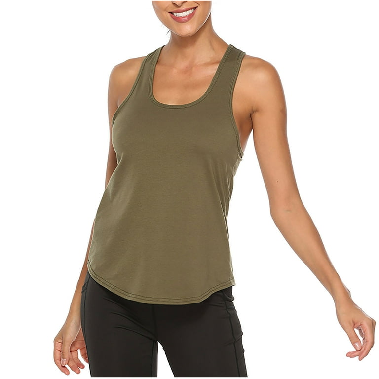 Women Sleeveless Tank Tops T Shirts Loose Workout Sport Yoga Vest