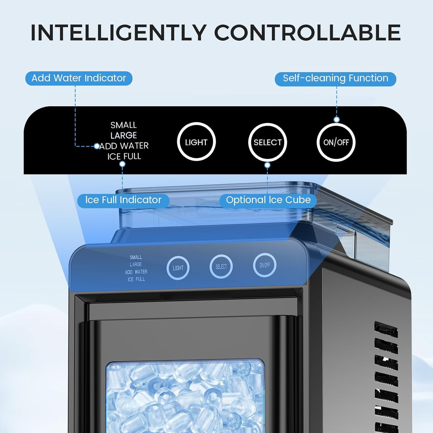 Havato Ice Makers , Countertop Ice Machine 8 Cubes in 6 Mins, 26 lbs/24Hrs,with External 1.2L Large Water Tank, Self-Cleaning Quiet Compact for Home, RV, Camping