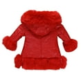 thumbnail image 4 of TFEOQRY Children Girls' Solid Color Faux Fur Hooded Coat Casual Thick Thermal Button Long Sleeve Outwear Jacket Red, 4 of 6