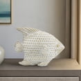 thumbnail image 6 of Coastal Fish Figurine - Handcrafted Stoneware & Ceramic - White & Gold - Nautical Decorative Accent for Home, Office, Bedroom & Living Room - 9", 6 of 11