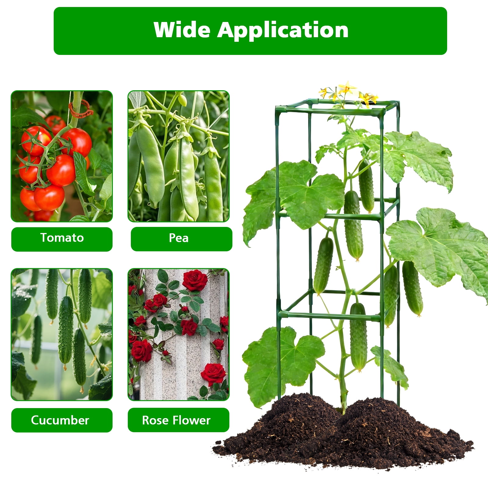 Garden Trellis 48" Tomato Cage Adjustable Metal Plant Cage for Climbing Plants Vegetables Flowers Fruits 3 Pack