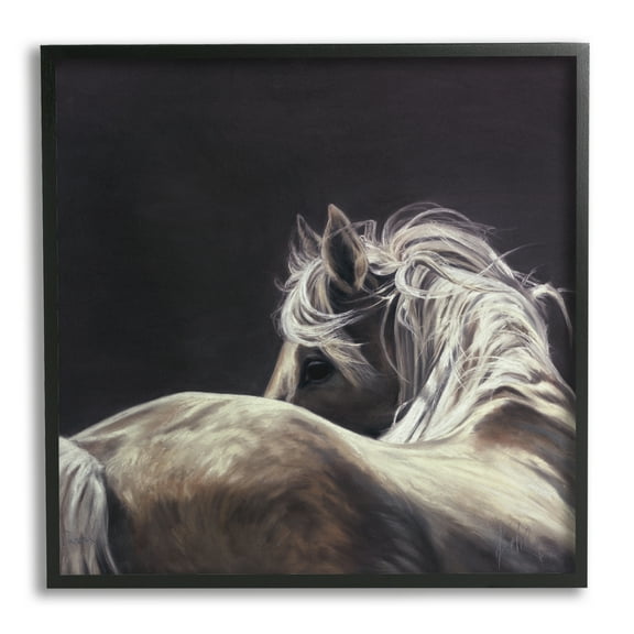 Stupell Industries Double Take Horse Portrait Animals & Insects Painting Black Framed Art Print Wall Art, 17 x 17