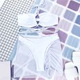 thumbnail image 4 of NMMUED Women's Bathing Suit 3 Piece Swimwear Halter Criss Cross Bikini Set with Skirt Cover Up Ruched Tie Side Summer Vacation Resort Wear Outfit White S, 4 of 5