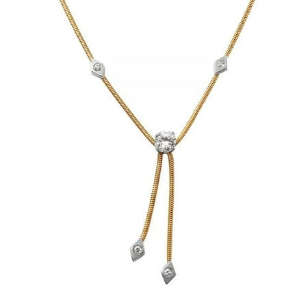 Foreli Ladies Cubic Zirconia 14K Two tone Gold Necklace
