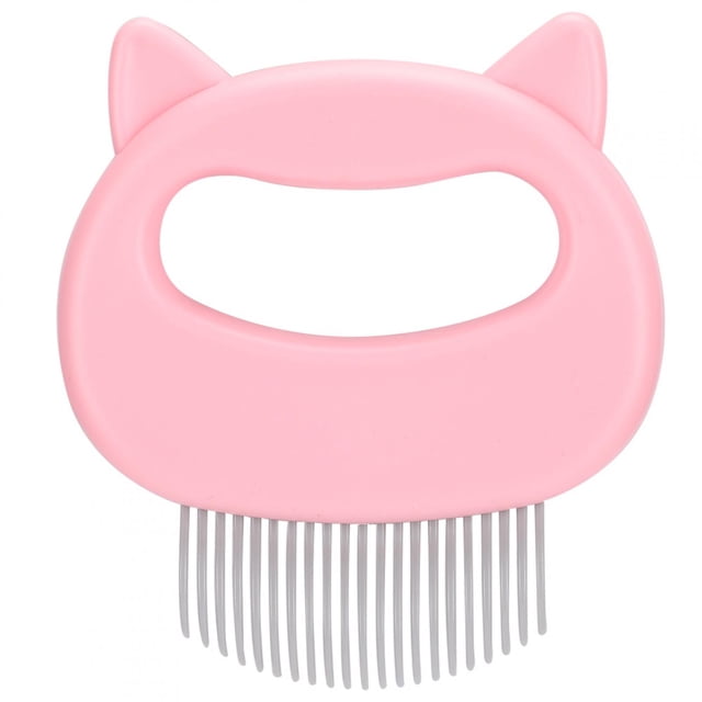 Cepillo para gatos, quita pelos sueltos, herramienta de aseo para mascotas, forma de concha, peine para pelo largo y corto, color rosa