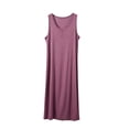 thumbnail image 2 of Ohufall Fashion Womens Nightgown Sleeveless Crew Neck Loose Sleepshirts Button Comfort Long Dress Homewear, 2 of 9