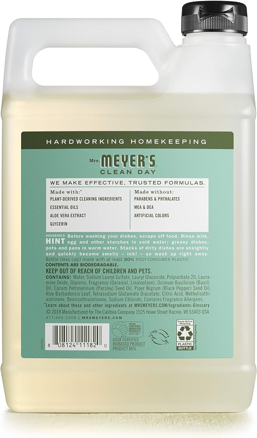 Mrs. Meyers Clean Day Liquid Dish Soap Refill Floral & Fresh Scents Set, Basil, Honeysuckle, 48 fl oz Each, 2 CT (Variety Pack)