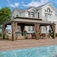thumbnail image 6 of GAZEBETER 14' X 22' Permanent Hardtop Gazebo, Outdoor Galvanized Steel Double Roof Pavilion Pergola Canopy with Aluminum Frame and Privacy Curtains for Garden Patio,Patio Backyard,Deck and Lawns, 6 of 7