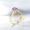 thumbnail image 4 of Gem Stone King 10K White And Yellow Gold Pink Created Sapphire Engagement Ring for Women | 1.66 Cttw | Round 7MM | Gemstone September Birthstone | Size 7, 4 of 4