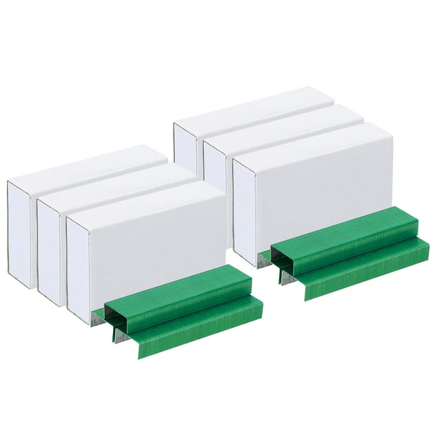 Uxcell Grapas para Engrapadora, Paquete de 6 (1000 Grapas por Paquete) Grapas Estándar 26/6 de 1/4 Pulgada de Longitud Sin Atascos Verde