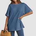 thumbnail image 6 of Womens Oversized Crewneck Short Sleeve T-Shirt - 60% Polyester Blend, Rolled Sleeves Design, Casual Basic Top for Summer Daily Wear, 6 of 6