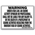 thumbnail image 1 of SIGNMISSION WS-Utah Equine Utah - Avis de Responsabilité de l'Activité Statut Ferme Équestre Grange Signe Équin, 1 of 1