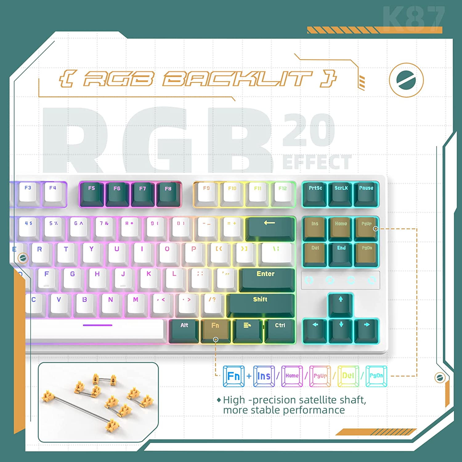 ZIYOULANG K87 Mechanical Keyboard, TKL 87 Keys Wireless 2.4