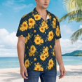 thumbnail image 3 of Fuzoiu Blue Striped Sunflower A Print Hawaiian Shirt for Men, Summer Beach Casual Short Sleeve Button Down Shirts, Men’s Beach Summer Shirts with Pocket,XX-Large, 3 of 7