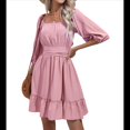thumbnail image 2 of Vestido Informal de para Mujer, con Mangas Largas Tipo Farol, Cintura Alta y Lazo en la Espalda, Corte A. Rosa M, 2 of 9