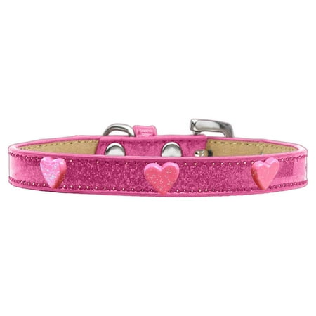 - Pink Glitter Heart Widget Dog Collar Pink Ice Cream Size 12