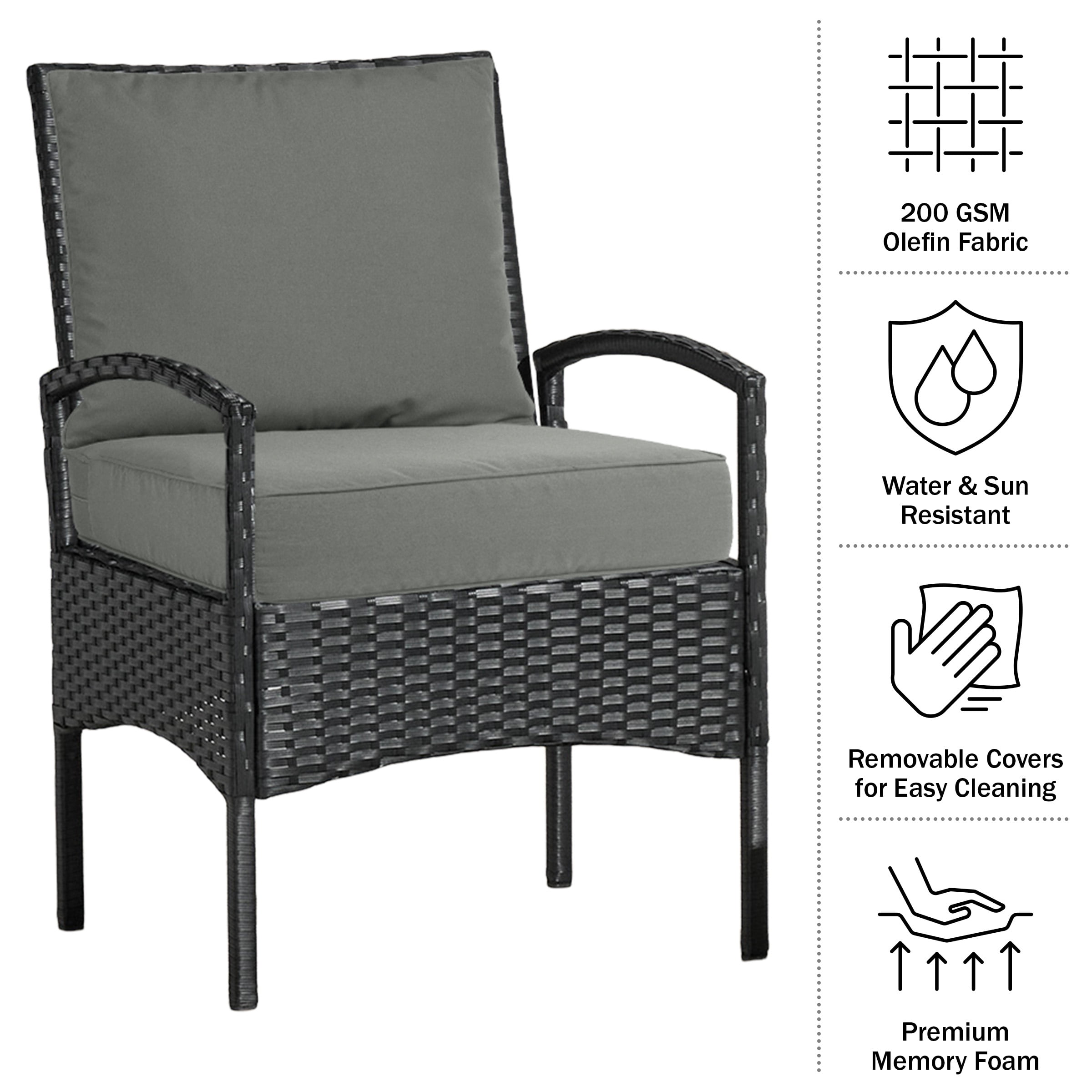 Lavish Home 24x24 Outdoor Patio Chair Cushion with Sun and Water-Resistant Removable Cover (Gray)