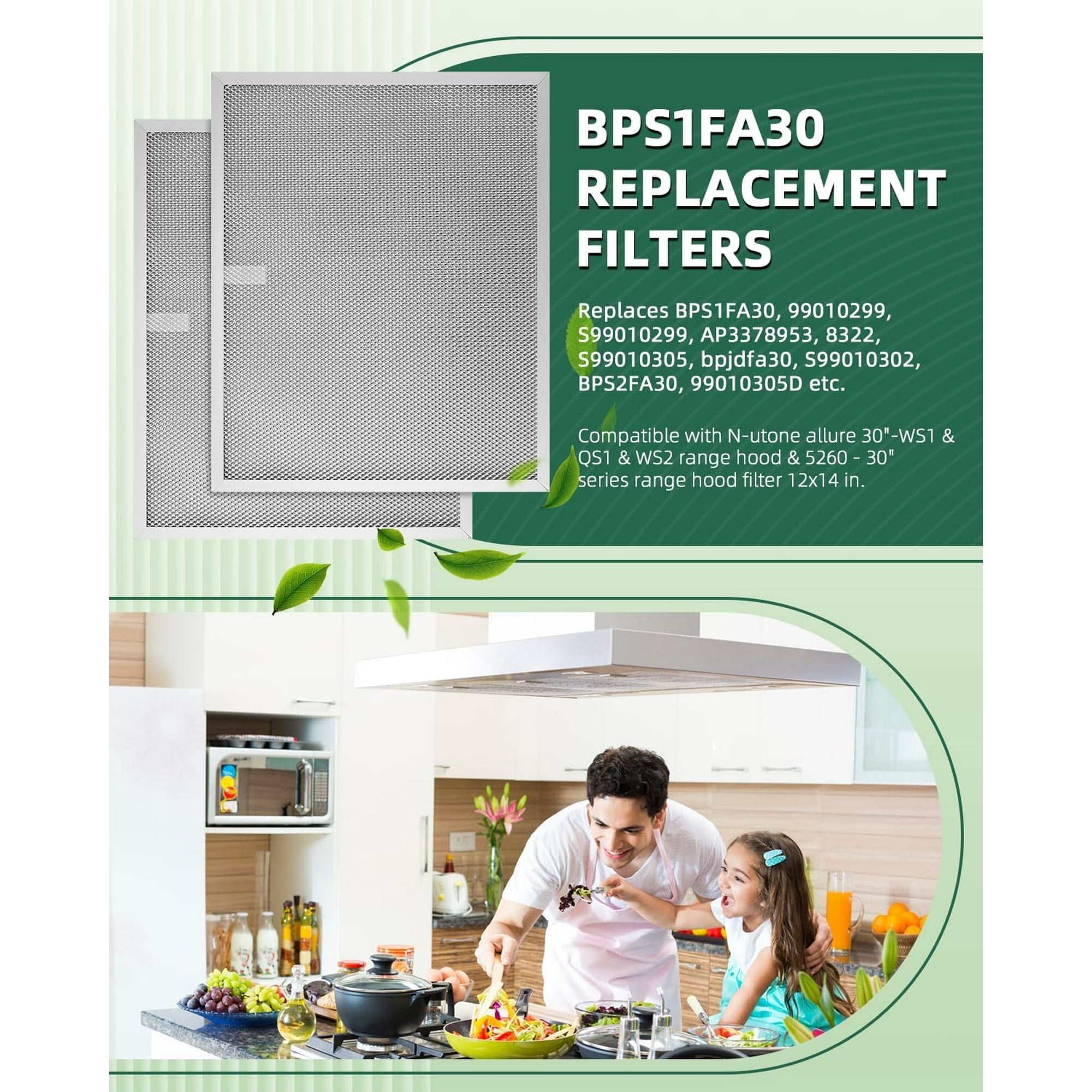 2-Pack Range Hood Filter 11-3/4" x 14-1/4" Fits Broan Allure 30 in Series (Replaces 99010299)