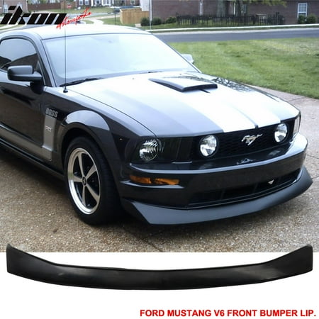 - Fits 05-09 Ford Mustang V6 Urethane Front Bumper Lip Spoiler Bodykit Black PU