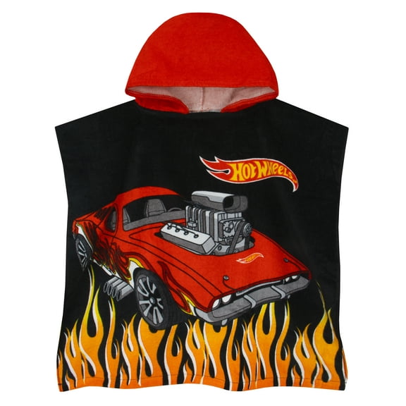 Hot Wheels Hooded Towel Poncho Black One Size