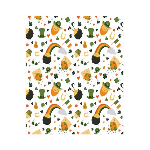 St Patricks Day Shamrocks Throw Blanket, Irish Green Cute Clovers Blankets and Throws, Spring Holiday Sof Blanket for Bed Couch Living Room Sofa, 59" x 29.5" (H)