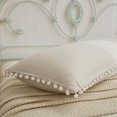 thumbnail image 4 of Move Over Beige Grey Body Pillowcases 20 x54 in, Boho Pillow Cover, Washed Microfiber White Pom Fringe Pattern, 4 of 6