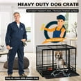 thumbnail image 3 of Wangbujianwang 42-inch Dog Crate Cage, Heavy Duty Kennel with Plastic Tray and Double Doors, Foldable Metal Pet Crate for Large Dogs, 3 of 7