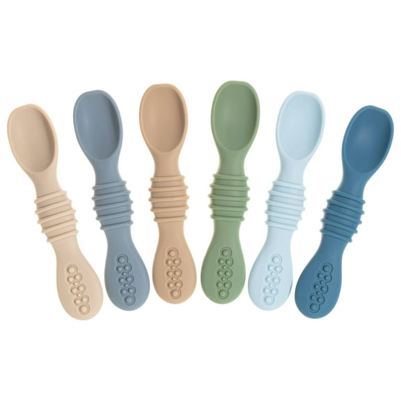 Sperric Baby Spoons Self Feeding Spoons - 6 Months, Infant Spoons First Stage, Baby Led Weaning BPA Free Teething Spoons, Blue