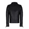 thumbnail image 4 of Noora New Men's Black Lambskin Leather Biker Jacket With Zipper & Shoulder Strap Designer Quilted Jacket SU45, 4 of 11