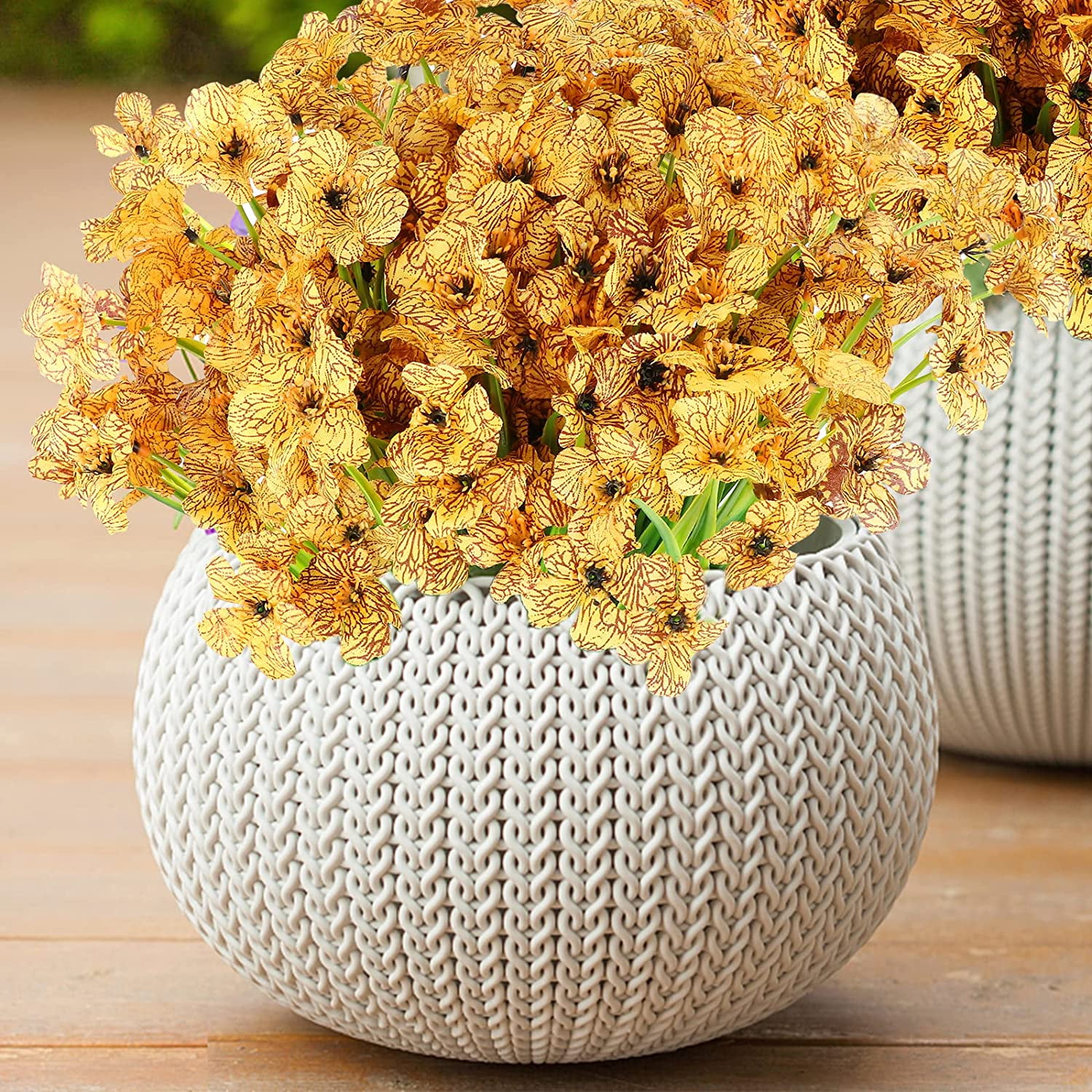 Sinhoon 6/12/18 Bundles Artificial Flowers UV Resistant Fake Flowers for Outdoor No Fade Faux Plastic Greenery Shrubs Garden Decor