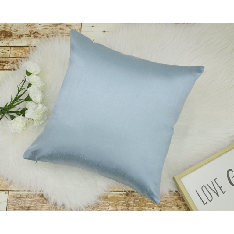 Aiking Home Solid Faux Silk Euro Sham Pillow Cover 24 by 24 Slate Blue Walmart