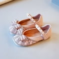thumbnail image 2 of Otqutp Open Toe Footwear for Baby Kids Girls Princess Shoes Spring/Autumn Solid Short Heel Pearl Bow Soft Sole Leather Shoes Party Birthday School, 2 of 9