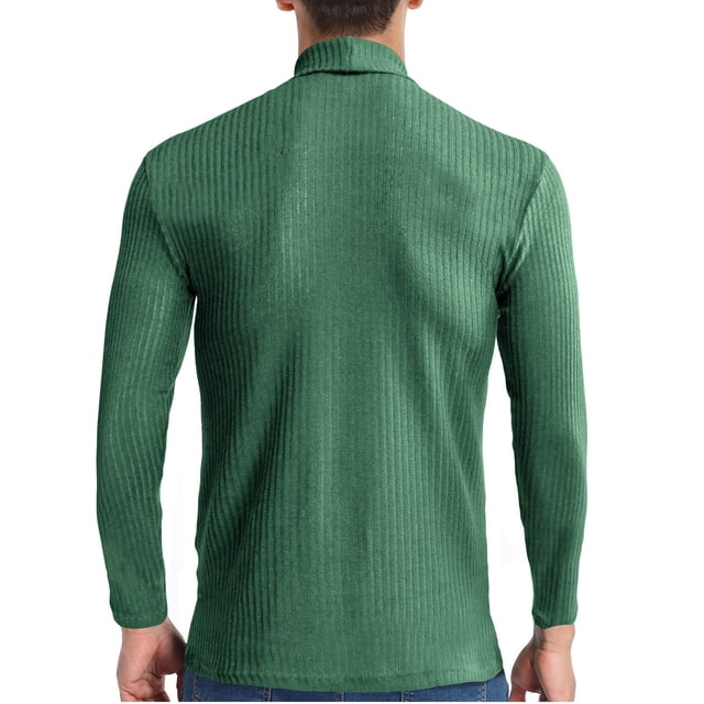 Camisa básica de suéter de cuello alto de punto de ajuste delgado acanalado sólido para hombres Pompotops oipoqjl19205