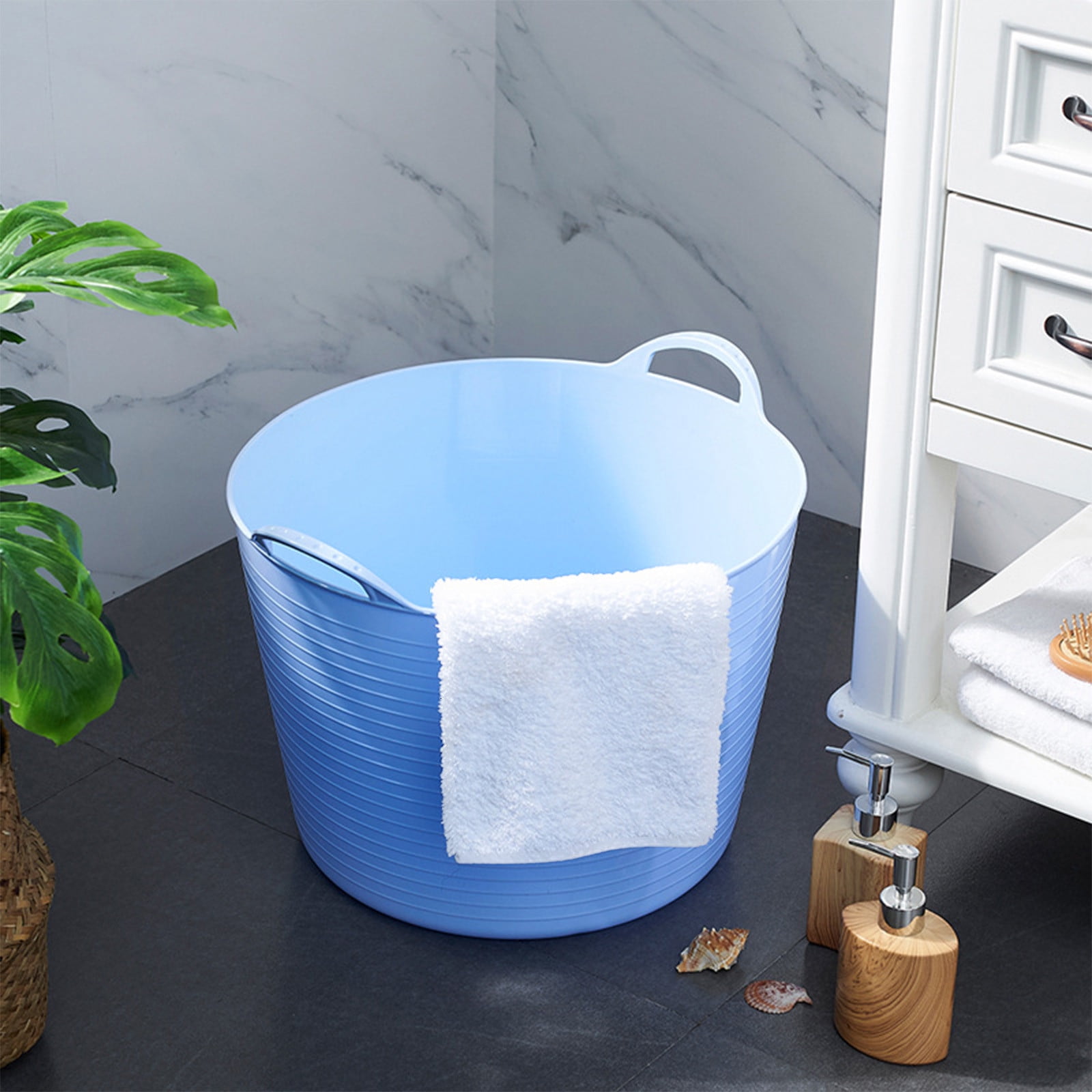 potrochi Plastic Laundry Basket, Laundry Basket, Freestanding Laundry Hamper, Portable Washing Tub, Plastic Hip Hold Laundry Basket Hamper Organizer with Built-In Comfort Carry Handles