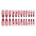 thumbnail image 4 of 24Pcs Long Coffin Halloween Press On Nails, Realistic Blood Drip Splatter Nude Red Gothic Fake Nails, Detachable Reusable Nail Tips For Horror Cosplay Halloween Party Manicure Decor, 4 of 7