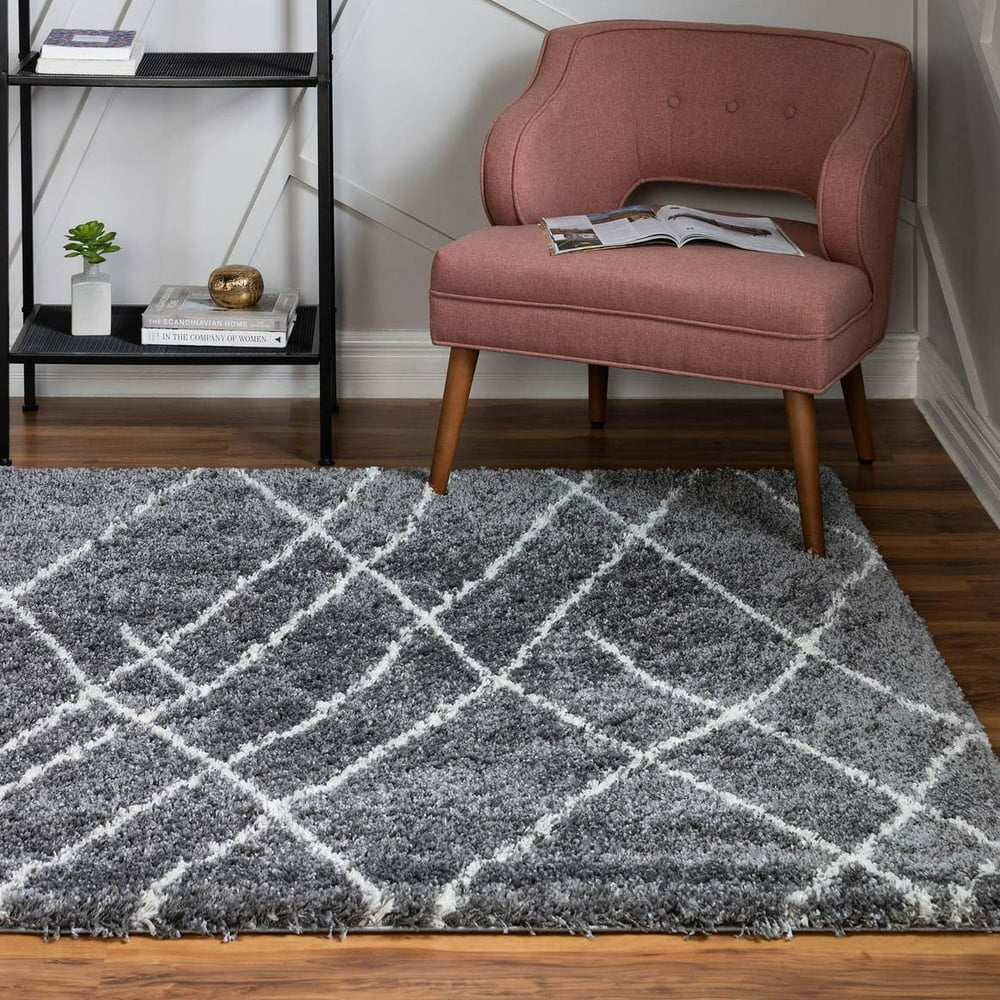 Soft Touch Shag Collection Square Rug 8 Ft Square Dark Grey