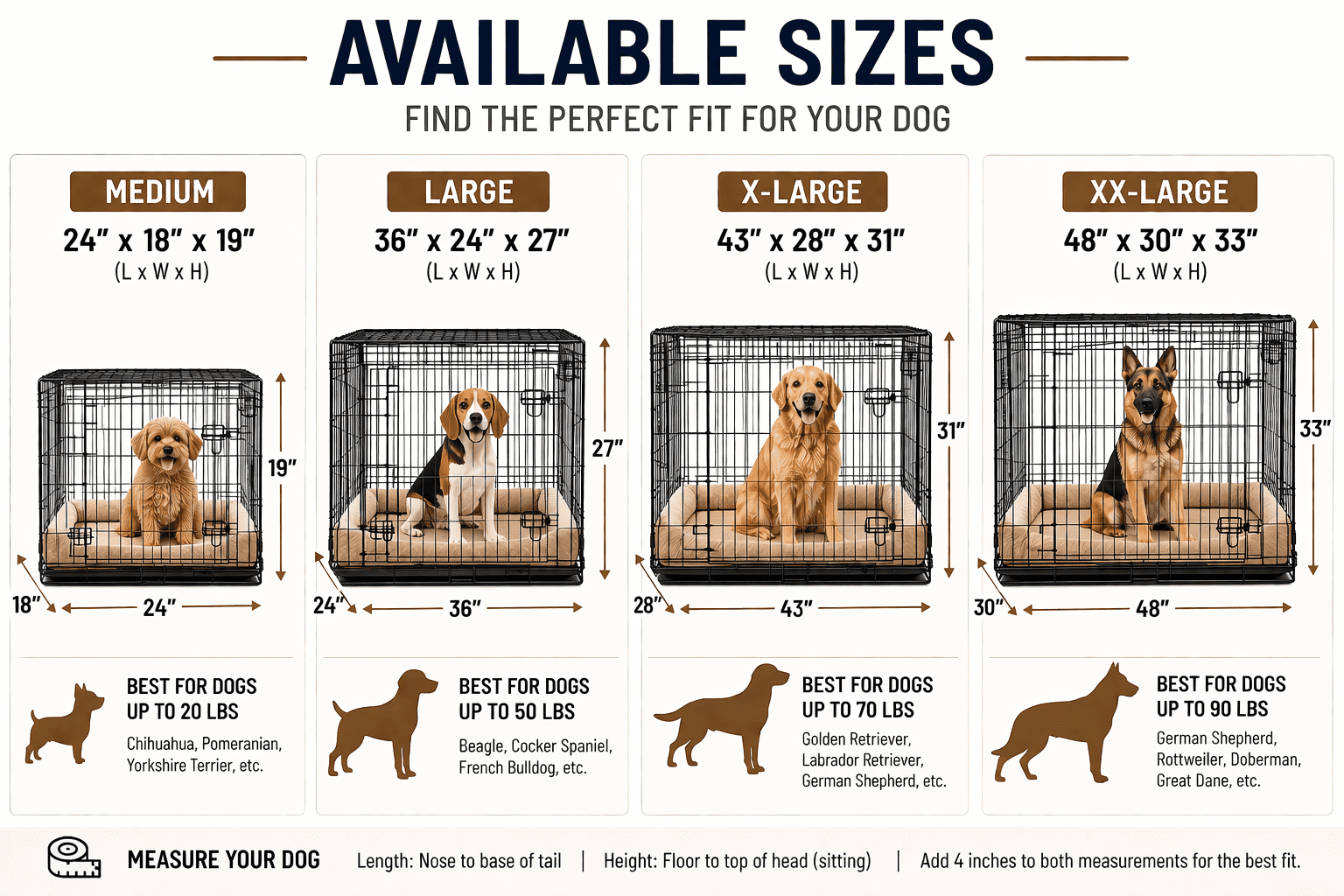24' X 18' X 19' Medium Welded Wire Dog Crate with Plush Bed