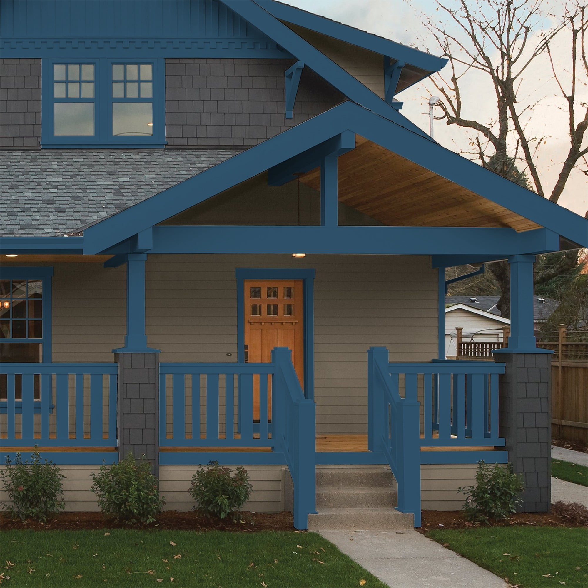 Glidden One Coat Blue Lava / Blue Semi-Gloss Exterior Paint with Primer, 1 Gallon