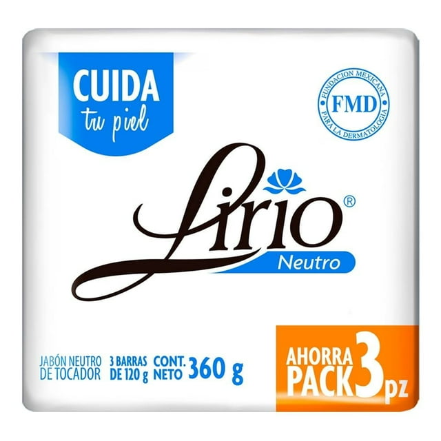 Jabón de tocador Lirio neutro 3 pzas de 120 g c/u