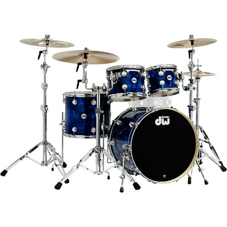 DW SSC Collectors Series 4-Piece Finish Ply Shell Pack With 22" Bass Drum Blue Moonstone Chrome Hardware