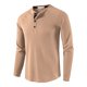 thumbnail image 1 of Blusas y camisas de manga larga y cuello redondo para hombre, estilo casual, con botones de color liso, de poliéster y algodón., 1 of 3